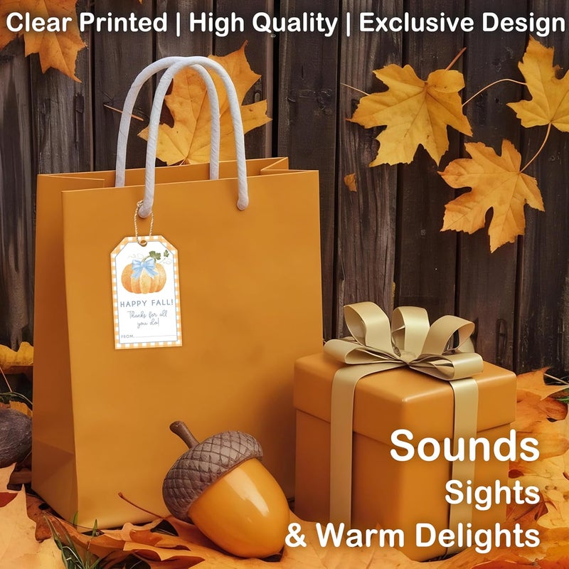 HandEasy 50 Pcs Fall Gift Tags, 2.1"×3.5" Thank You Gift Tags for Party Favors, Pumpkin Happy Fall Thanksgiving Gifts Tags for Party Favor - B10 - Image 5